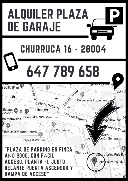 Plaza de garaje en Alquiler en Madrid en UNIVERSIDAD CHURRUCA